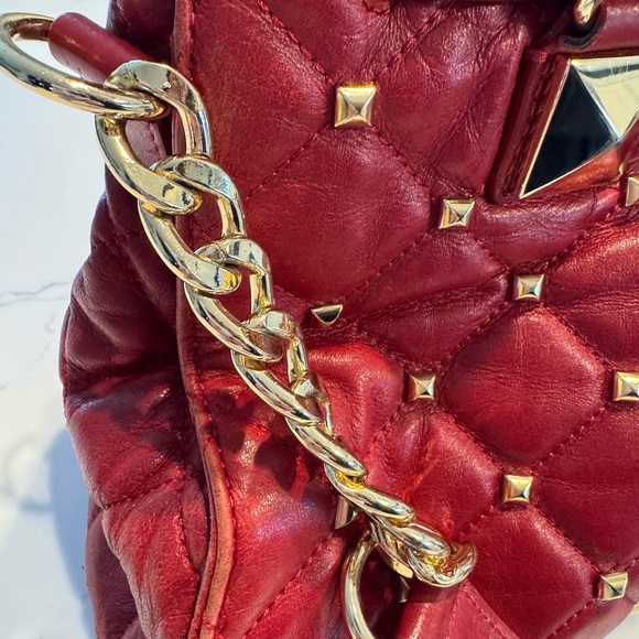 Michael Kors large 'Hamilton' red studded bag - Picture 3 of 16